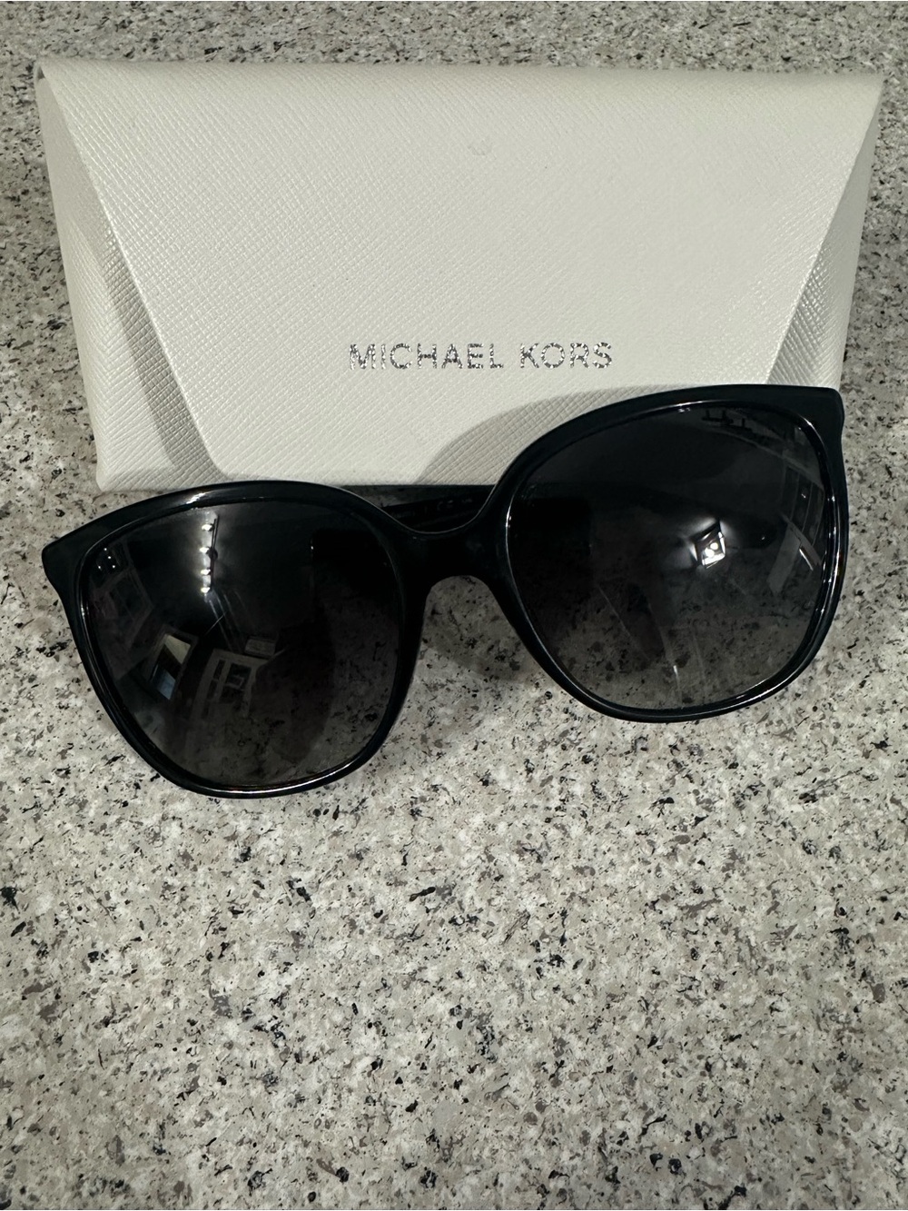 Michael Kors Black Oversized Cat Eye Sunglasses with Gradient Lenses